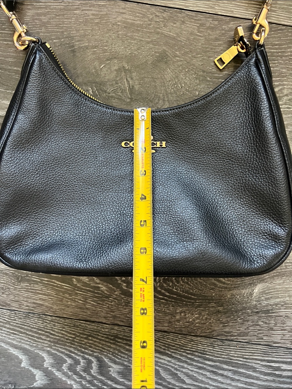 Coach Black Pebbled Leather Shoulder Bag with Gold Hardware - Picture 7 of 10